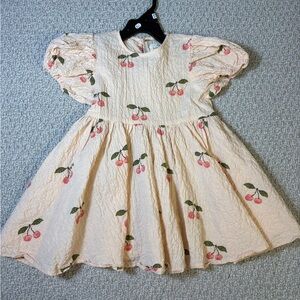 Konges Slojd Cherry Print Puff Sleeve Dress 3Y